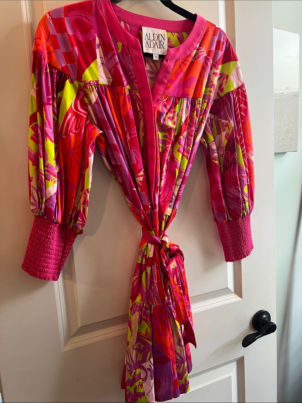 EUC ALDEN ADAIR Pink Multicolor Tie-Waist DRESS
